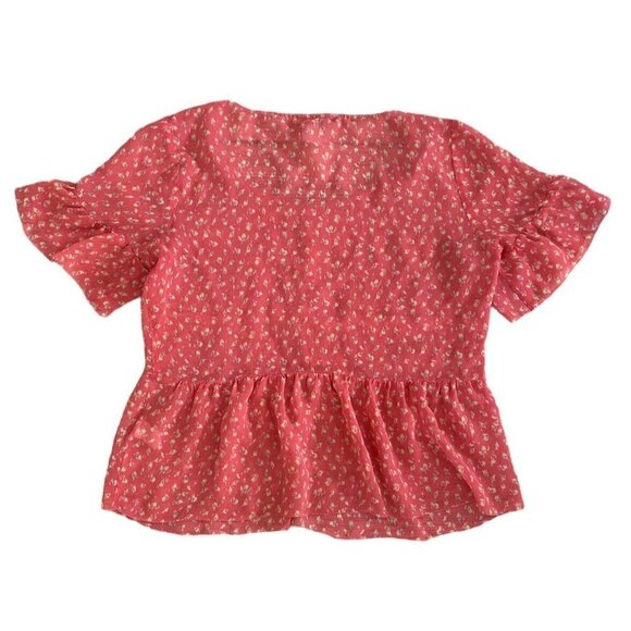 J Crew Womens Pink‎ Lightweight Peasant Top Sheer 1/2 Button Sz XS 100% Silk - Picture 2 of 6